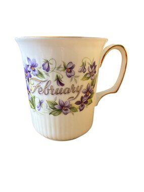 VINTAGE E&R Golden Crown Bone China February Violet Teacup England Bouquet